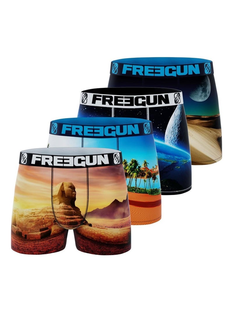Lot de 4 Boxers garçon Landscape Freegun Bleu - Kiabi