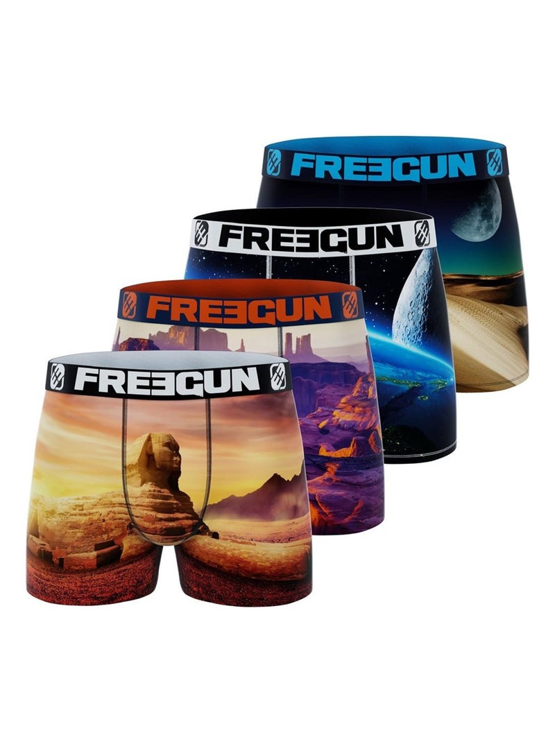 Lot de 4 Boxers garçon Landscape Freegun Bleu - Kiabi