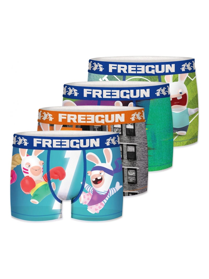 Lot de 4 Boxers garçon Lapins Crétins Freegun Bleu - Kiabi