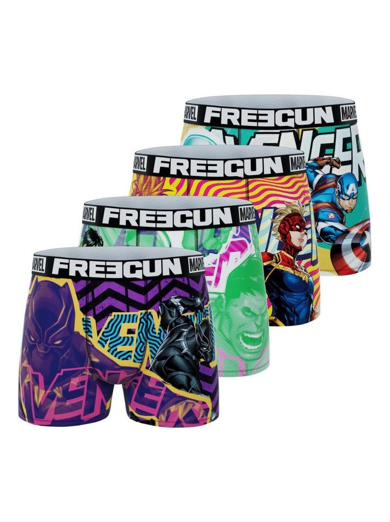 Lot de 4 boxers garçon Marvel Freegun Bleu turquoise - Kiabi