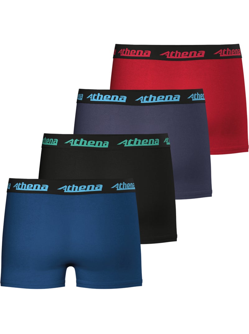 Lot de 4 boxers garçon My Petit Prix Athena Bleu Rouge Noir - Kiabi