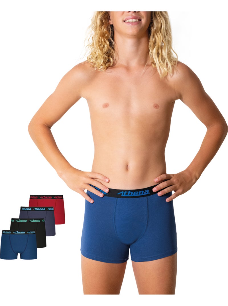 Lot de 4 boxers garçon My Petit Prix Athena Bleu Rouge Noir - Kiabi