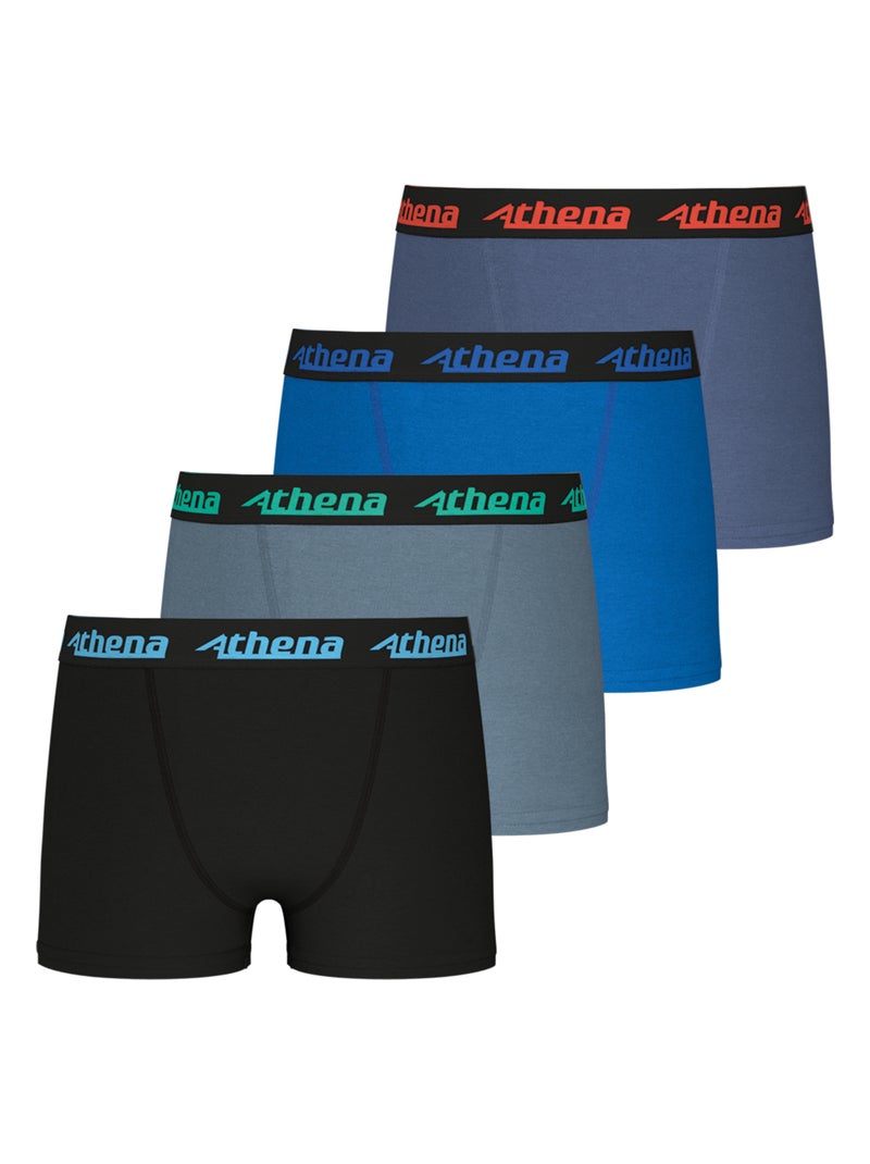 Lot de 4 boxers garçon My Petit Prix Athena Noir Bleu Gris - Kiabi