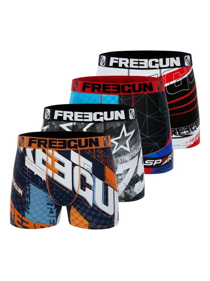 Lot de 4 Boxers garçon Racing Freegun Gris - Kiabi