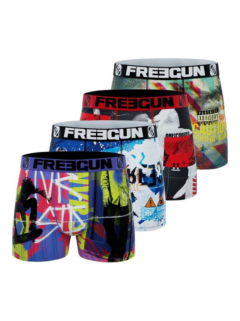 Lot de 4 boxers garçon Winter Sport Freegun Violet - Kiabi