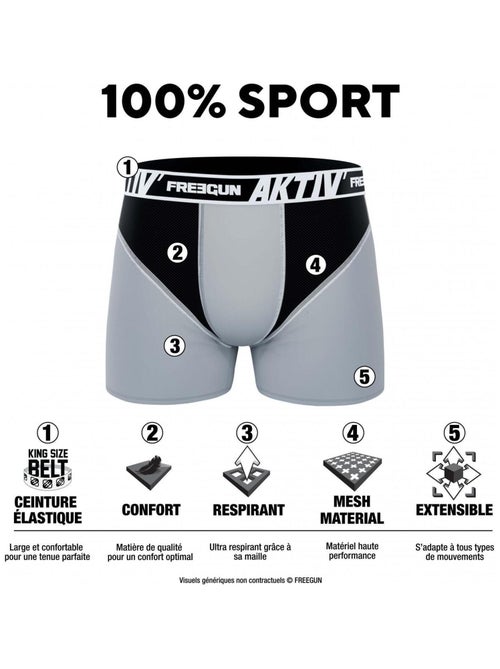 Lot de 4 Boxers homme Aktiv Sport Fluo Freegun - Kiabi