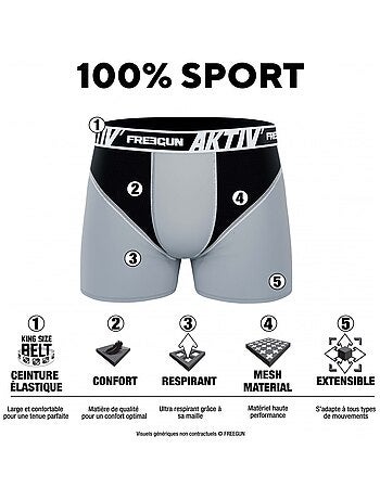 Lot de 4 Boxers homme Aktiv Sport Fluo Freegun