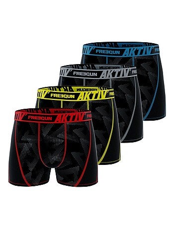Lot de 4 Boxers homme Aktiv Sport surpiqûres colorées Freegun