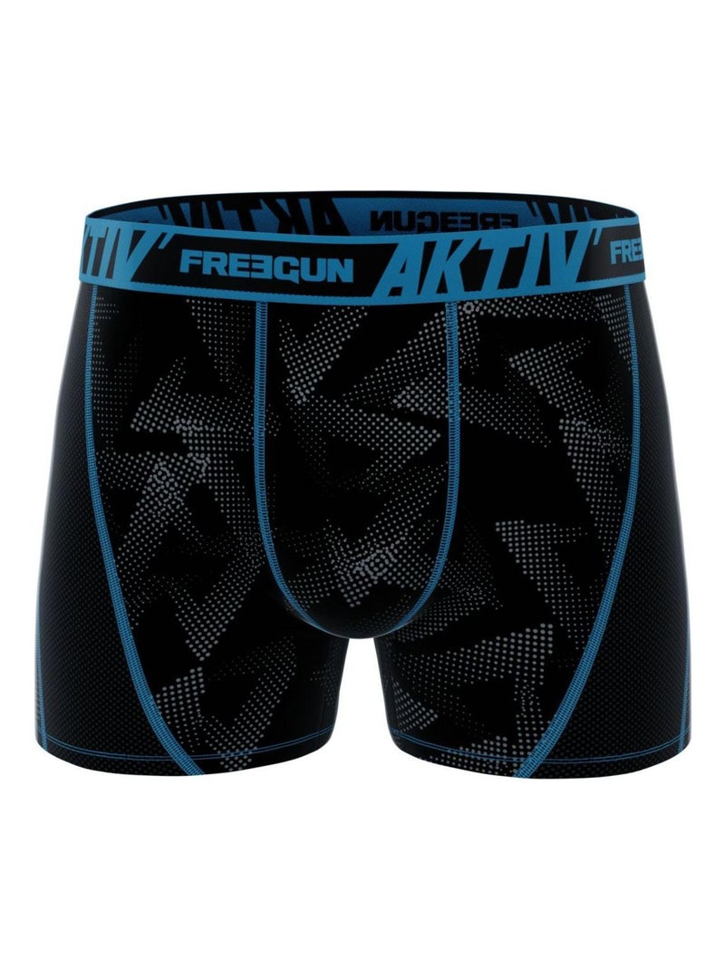 Lot de 4 Boxers homme Aktiv Sport surpiqûres colorées Freegun Noir - Kiabi