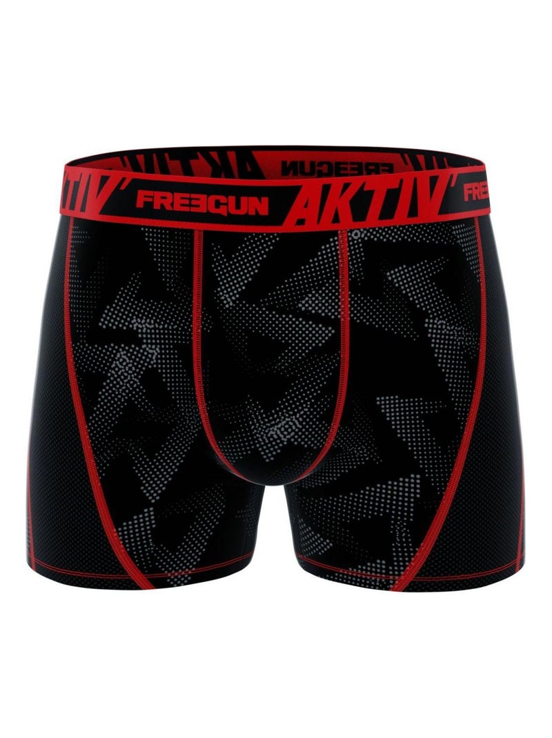 Lot de 4 Boxers homme Aktiv Sport surpiqûres colorées Freegun Noir - Kiabi