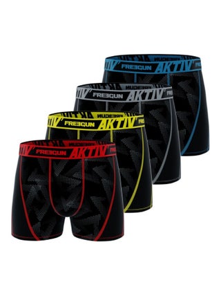 Lot de 4 Boxers homme Aktiv Sport surpiqûres colorées Freegun