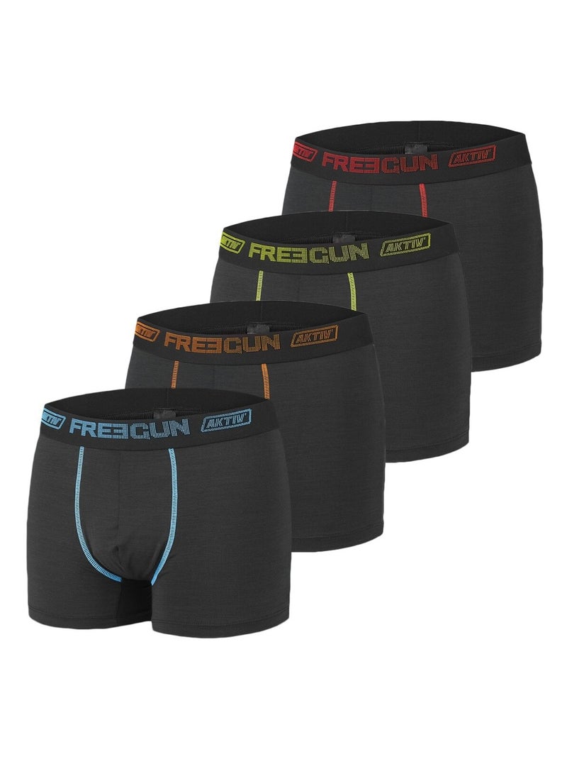 Lot de 4 Boxers homme Aktiv Sport Ultra 3D Freegun Noir Bleu - Kiabi