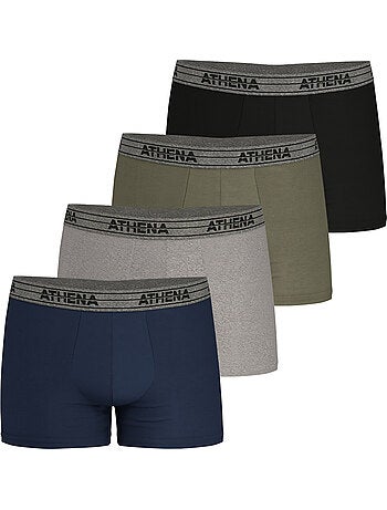 Lot de 4 boxers homme Basic Coton Ecopack Athena