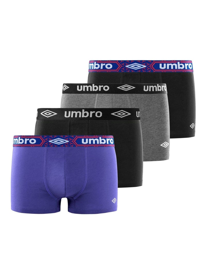 Lot de 4 Boxers homme coton Bio Neo Umbro Bleu Noir Gris - Kiabi
