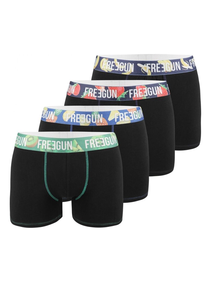 Lot de 4 Boxers homme Coton Bio Noir Freegun