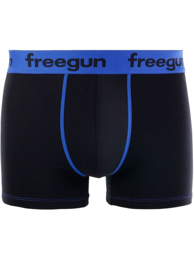 Lot de 4 Boxers homme coton Bleu Freegun Noir - Kiabi