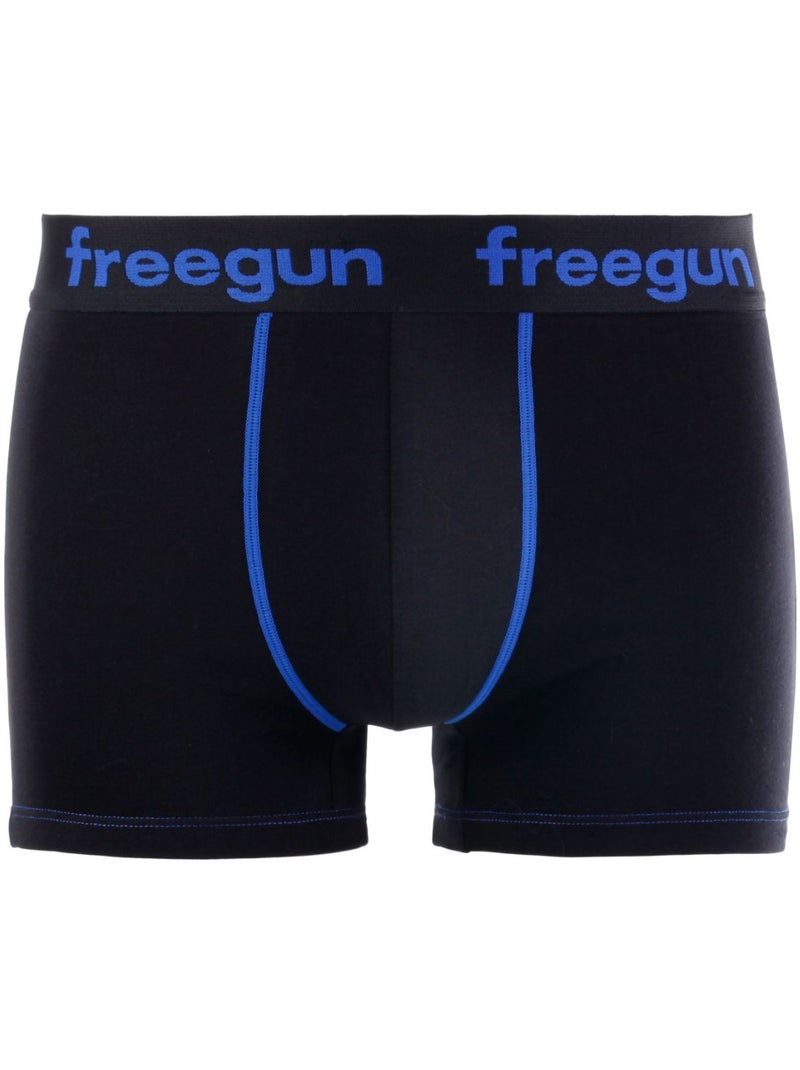 Lot de 4 Boxers homme coton Bleu Freegun Noir - Kiabi