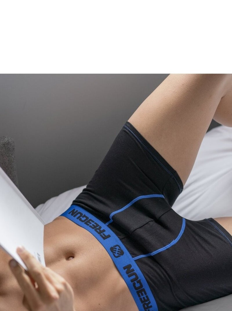 Lot de 4 Boxers homme coton Bleu Freegun Noir Bleu - Kiabi