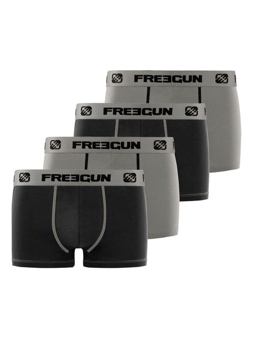 Lot de 4 Boxers homme coton Gris Freegun - Kiabi