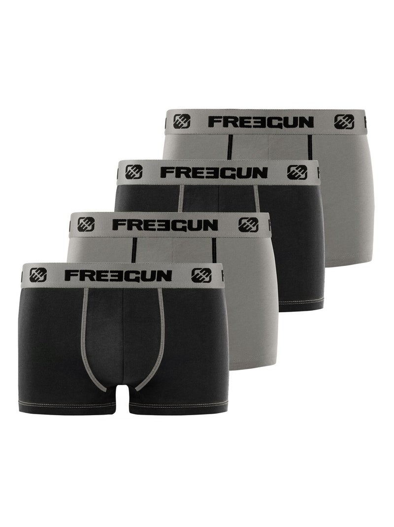 Lot de 4 Boxers homme coton Gris Freegun Gris Noir - Kiabi