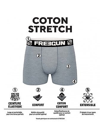 Lot de 4 Boxers homme coton Noir Freegun