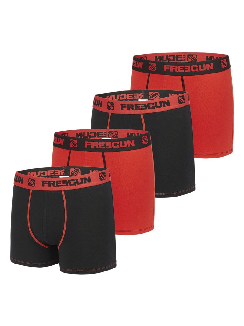 Lot de 4 boxers homme coton Rouge Freegun Rouge - Kiabi