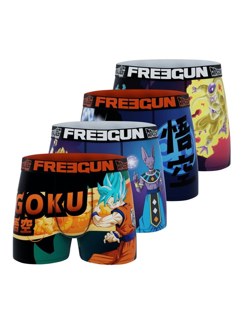 Lot de 4 boxers homme Dragon Ball Super Freegun Noir Orange clair Bleu - Kiabi