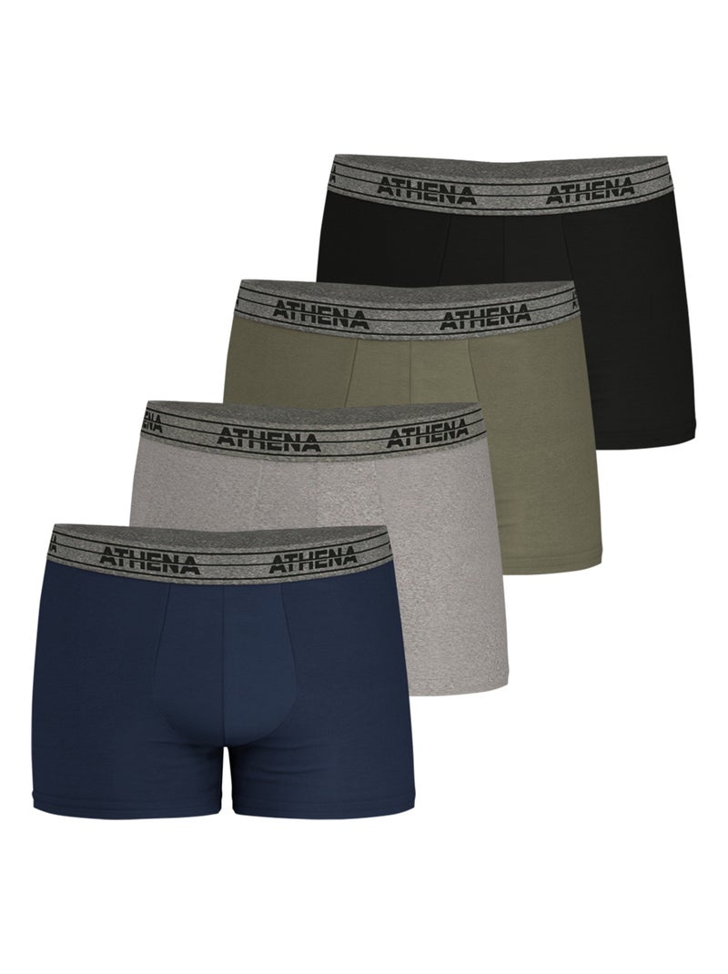 Lot de 4 boxers homme Eco Pack Basic Coton Athena Bleu Gris Noir - Kiabi