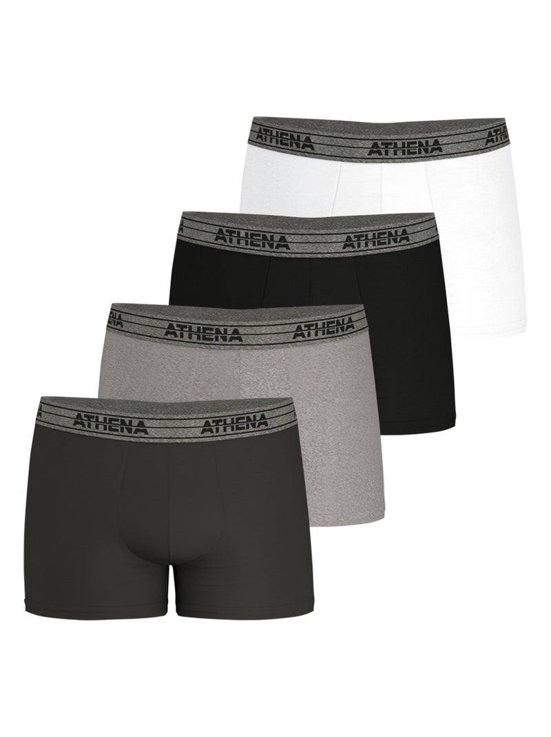 Lot de 4 boxers homme Eco Pack Basic Coton Athena Gris Blanc Noir - Kiabi