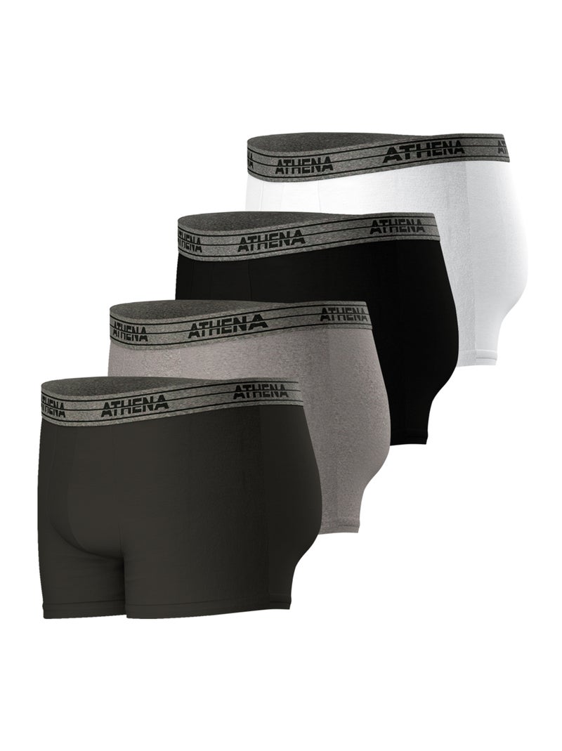 Lot de 4 boxers homme Ecopack Basic Coton Athena Gris Gris Noir - Kiabi