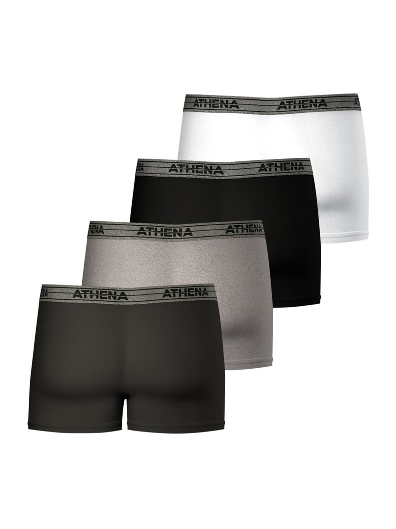 Lot de 4 boxers homme Ecopack Basic Coton Athena Gris Gris Noir - Kiabi
