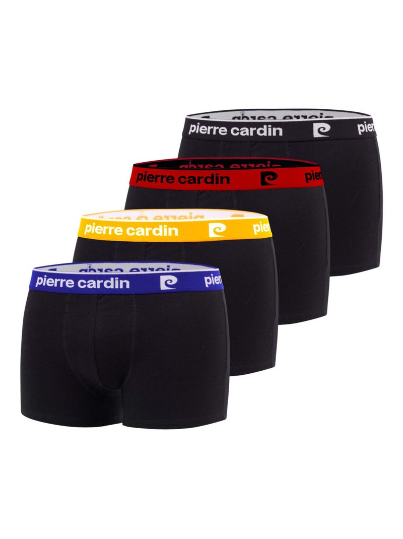 Lot de 4 boxers homme en coton Basic Pierre Cardin Noir Jaune - Kiabi