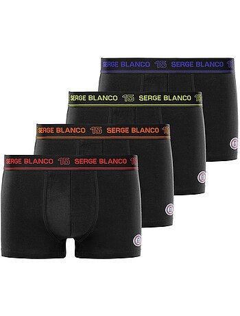 Lot de 4 boxers homme en coton Class uni ceinture colorée Serge Blanco