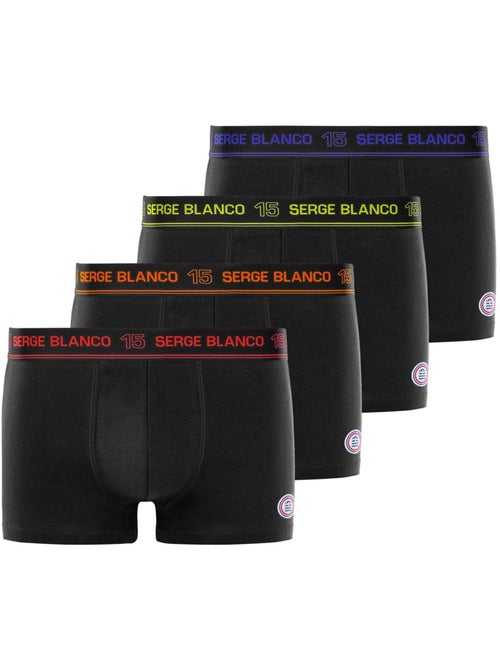Lot de 4 boxers homme en coton Class uni ceinture colorée Serge Blanco - Kiabi