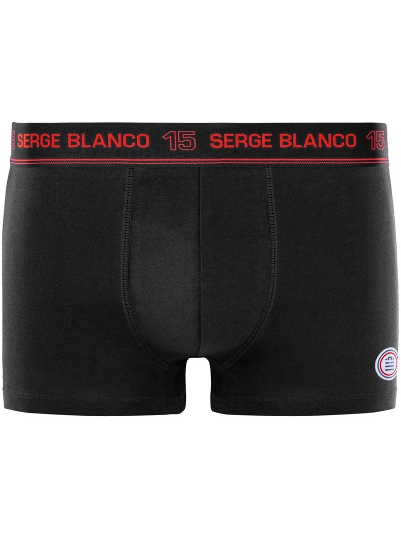 Lot de 4 boxers homme en coton Class uni ceinture colorée Serge Blanco Noir - Kiabi