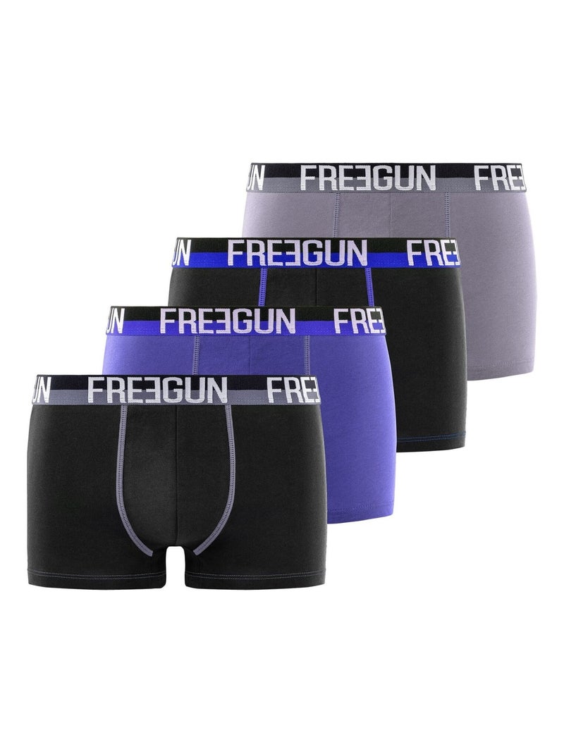 Lot de 4 boxers homme en coton Freegun Freegun Bleu Noir Gris - Kiabi