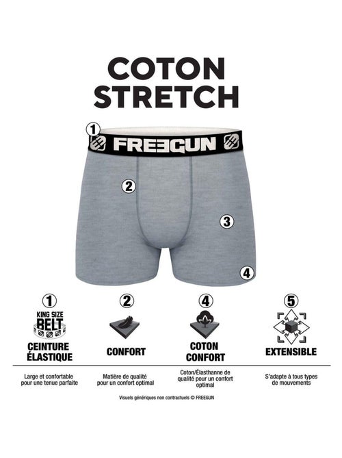 Lot de 4 boxers homme en coton Freegun - Kiabi