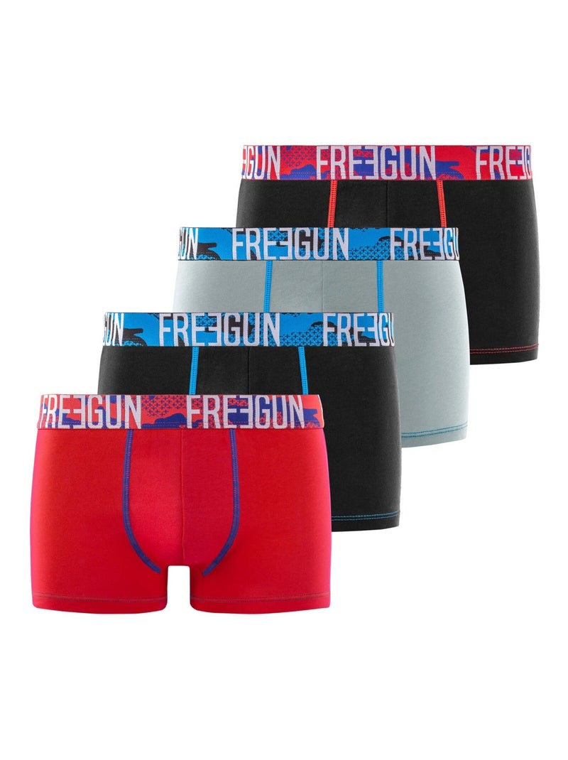 Lot de 4 boxers homme en coton Freegun Noir Gris - Kiabi