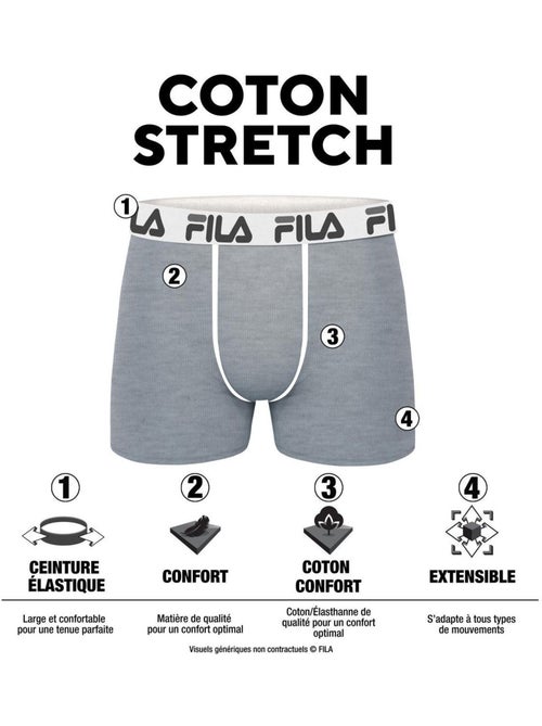 Lot de 4 boxers homme en coton FU5335 et FU5337 Fila - Kiabi