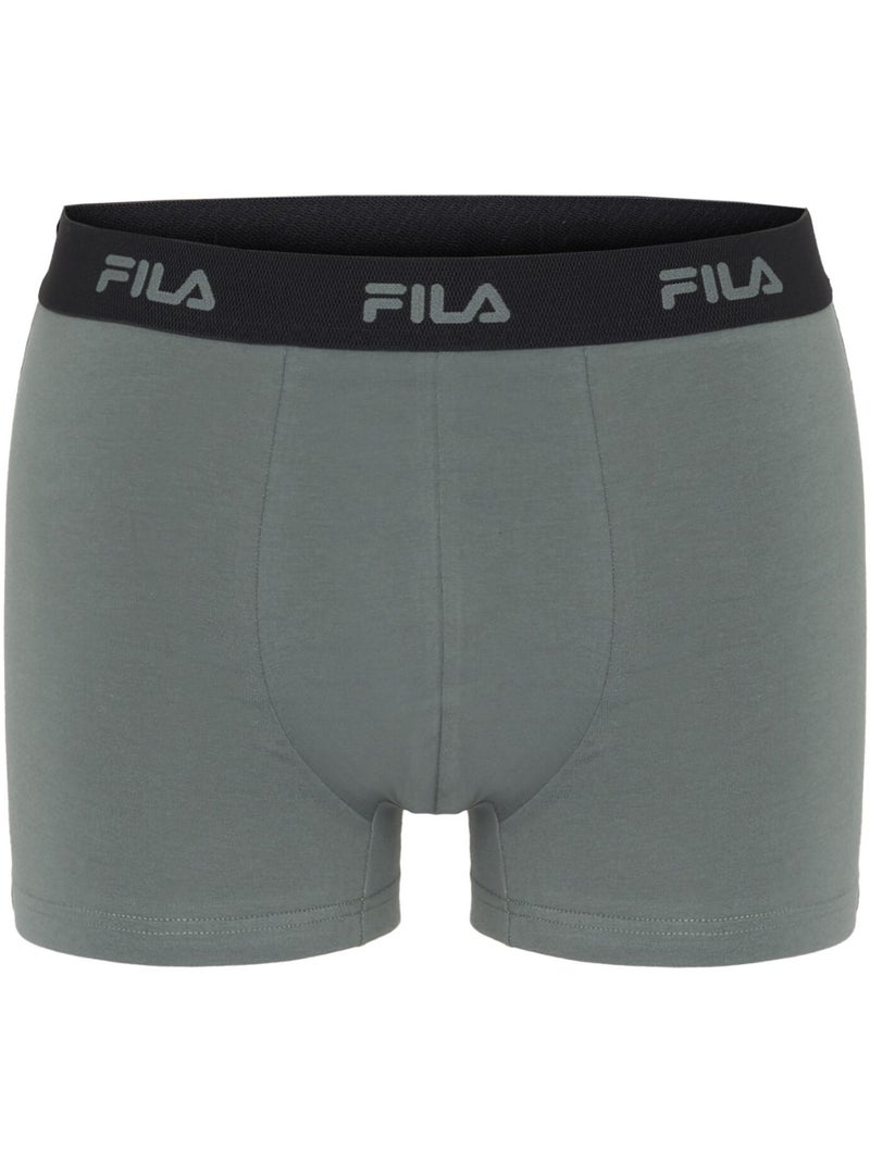 Lot de 4 boxers homme en coton FU5335 et FU5337 Fila Vert kaki - Kiabi
