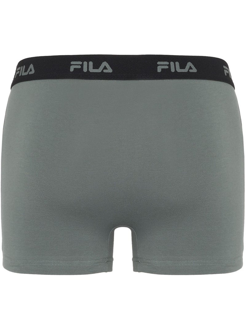 Lot de 4 boxers homme en coton FU5335 et FU5337 Fila Vert kaki - Kiabi