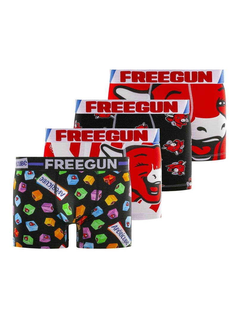 Lot de 4 boxers homme en coton la Vache qui Rit Freegun Noir Rouge - Kiabi
