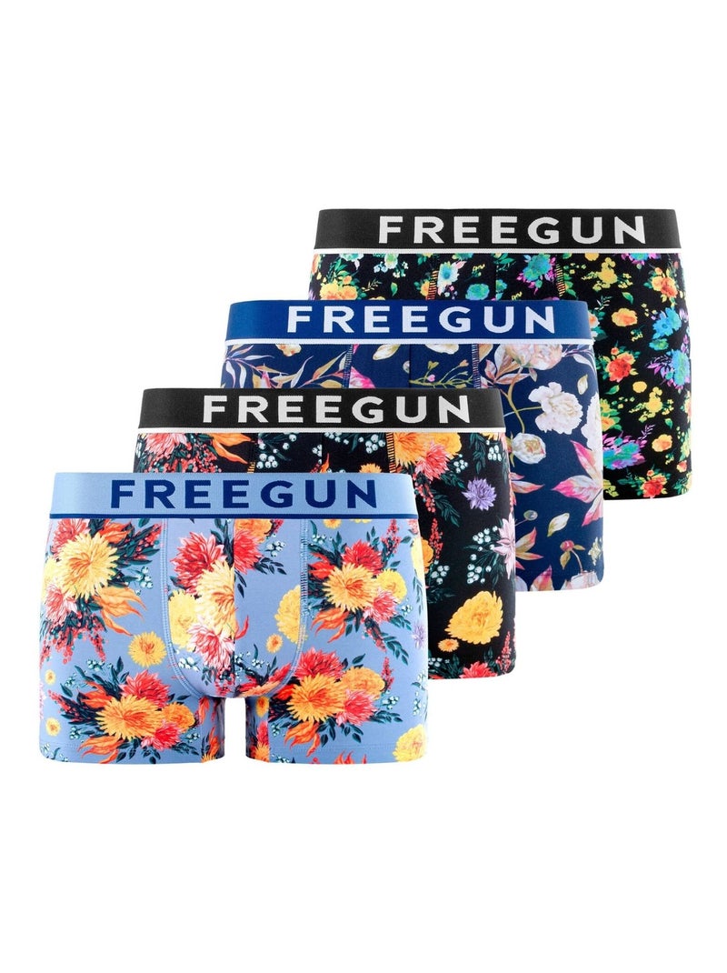 Lot de 4 boxers homme en coton Signature Sergio Freegun Multicolore - Kiabi