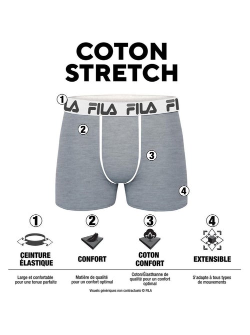 Lot de 4 boxers homme en coton uni Fila - Kiabi