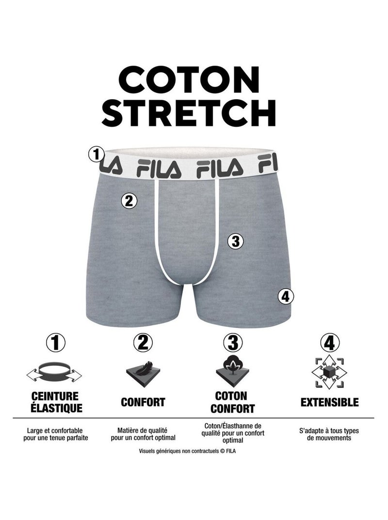 Lot de 4 boxers homme en coton uni Fila Vert kaki - Kiabi