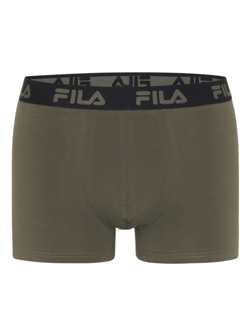 Lot de 4 boxers homme en coton uni Fila Vert kaki - Kiabi