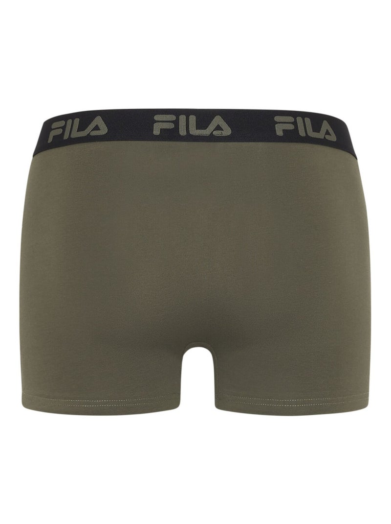 Lot de 4 boxers homme en coton uni Fila Vert kaki - Kiabi