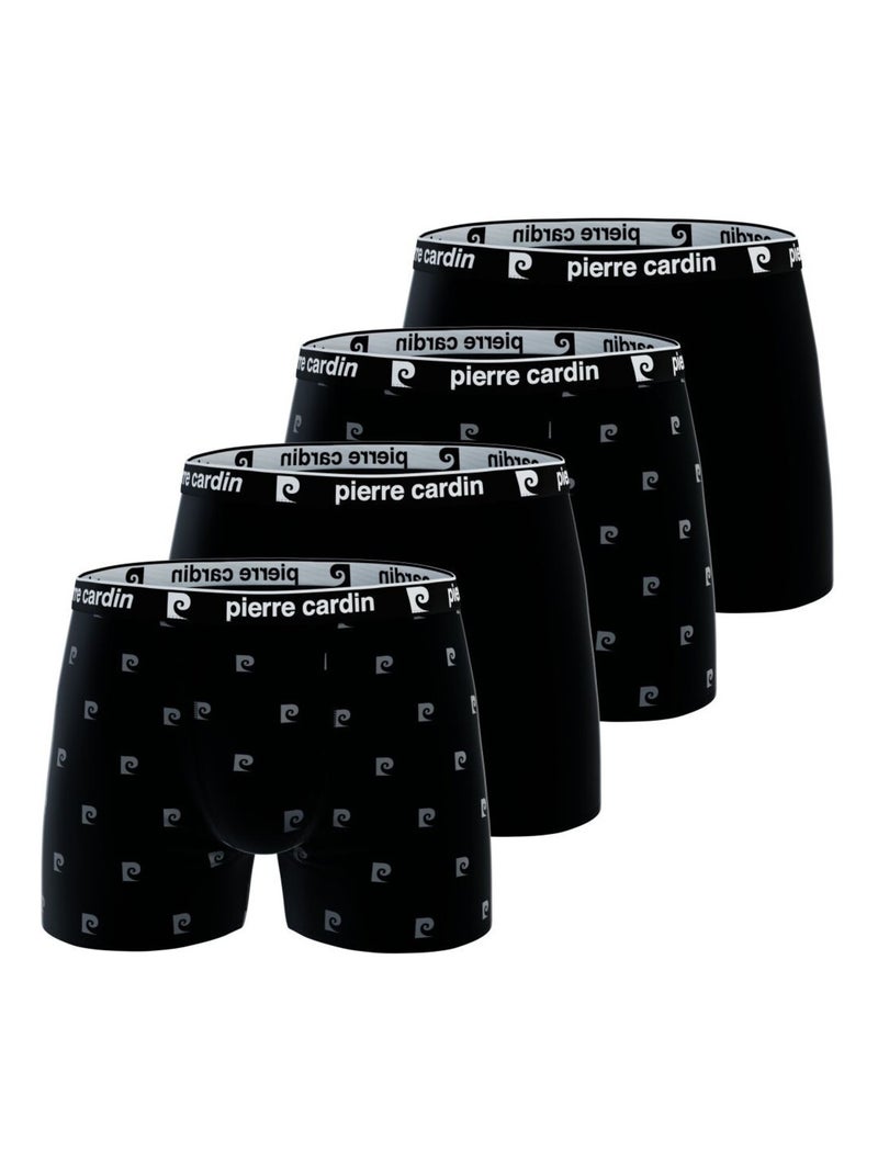Lot de 4 boxers homme en coton Uni/Imprimé Class Pierre Cardin Noir - Kiabi