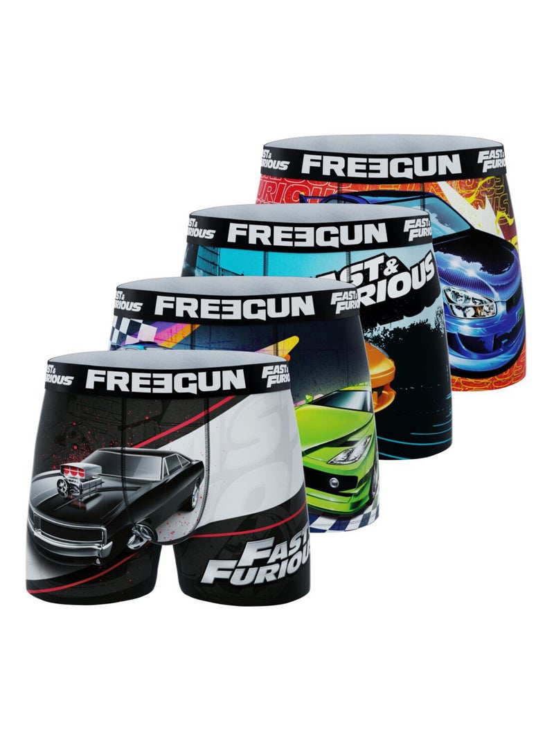 Lot de 4 boxers homme Fast and Furious Freegun Noir Jaune - Kiabi