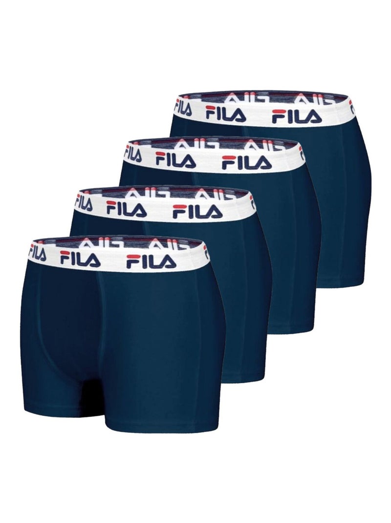 Lot de 4 Boxers Homme FILA 5016 coton couleur Navy Fila Bleu Blanc - Kiabi